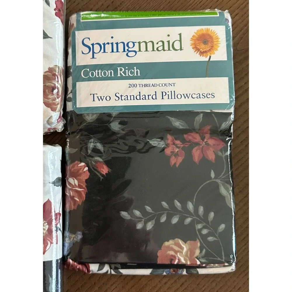 Vintage Springmaid Cotton Rich Jasmine Twin Size Sheet Set New‎ NOS Florals